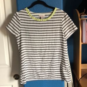 Juniors White & Grey Stripped Shirt